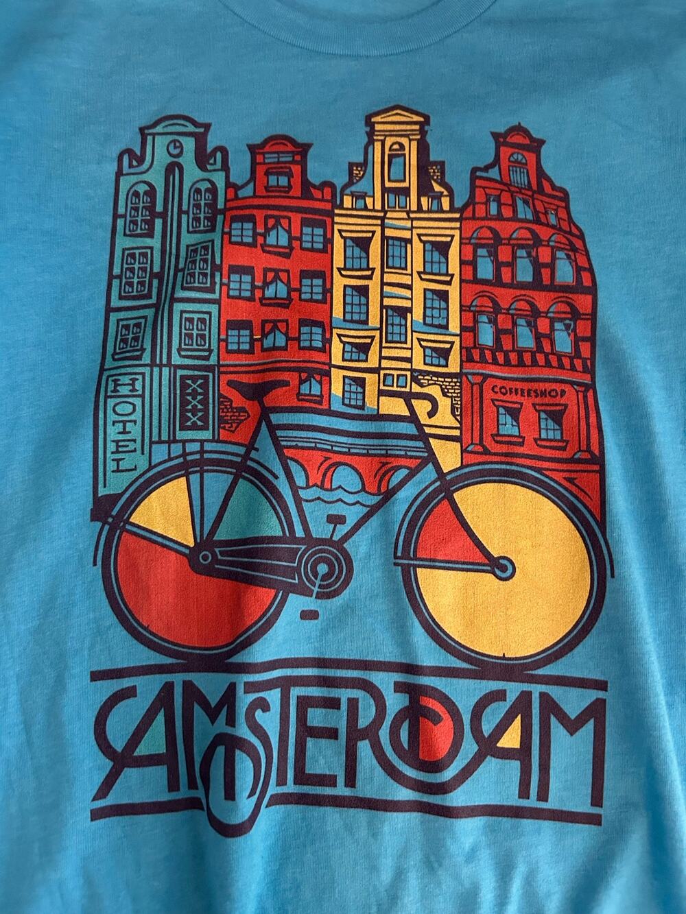 CANVAS "AMSTERDAM" Teal Graphic Short Sleeve Tee Size S